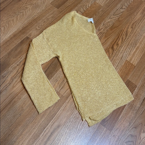 Becaal, elegant buttercup yellow long sleeve crochet cardigan blouse. Size L. - Picture 6 of 17